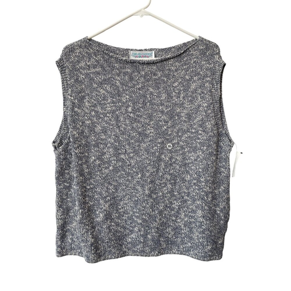 Vintage 90s Chelsea Gardens Sweater Top Size XL Sleeveless Blue Deadstock NEW